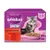 Whiskas Junior Klassische Auswahl in Sauce, 2–12 Monate, 12 stuks. Smaken: rund, kip, lam, gevogelte. Verpakking toont kitten en bakje natvoer.
