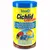 Tetra Cichlid Granules fiskfoderburk med text: Hauptfutter für alle Cichliden, Aliment complet pour tous les Cichlidés, Totaalvoeder voor alle soorten Cichliden, Mangime di base per tutti i Ciclidi.