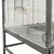 Metallkäfig mit Gitterwänden, Plexiglas-Schutz und herausnehmbarer Bodenwanne. Geeignet für Kleintiere oder Vögel.