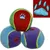 Three colourful play balls with embroidered paw print in blue and red, suitable for interactive play.