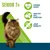 Text in the image: SENIOR 7+, STRONG HEART, HEALTHY CELL FUNCTION, JOINT MOBILITY. Three green icons for heart, cells and joint mobility.