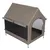 Bruine huisdierentent met gaasramen, metalen frame en oprolbare ingang.