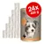 DOG'S LOVE SENIOR/LIGHT 10+, 24x400 g dåser, PUTE, med zucchini & johanniskraut. Synligt: kornfri opskrift, lavet i Østrig, lavt fedtindhold. Billede af hund på emballagen.