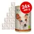 Lot de 24 boîtes DOG'S LOVE 400 g, 100% bio, bœuf, avec riz, pomme et courgette. Texte visible : sans céréales, recette autrichienne, label bio FR-BIO-01. Lot de 24 boîtes DOG'S LOVE 400 g, 100% bio, bœuf, avec riz, pomme et courgette. Texte visible : sans céréales, recette autrichienne, label bio FR-BIO-01.