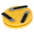 Yellow round toy body with three grey and black movable elements on the surface.