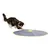 Kerbl play mat with yellow border and interactive element, cat playing on it.