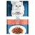 Purina Gourmet Perle корм для кошек с уткой, изображение кусочков мяса в соусе. Многоязычная надпись: Mit Ente, With Duck, Au Canard, Con Anatra, Met Eend, Con Pato.