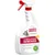 Spray Nature's Miracle Bio-Enzymatic Formula Stain & Odour Remover, etichetta con immagine di gatto e testo in inglese su utilizzo per tappeti, pavimenti, tessuti. Flacone bianco con spruzzatore rosso.