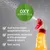 Spray bottle with text: OXY formula, dual action super-oxygenated formula, penetrates, separates and lifts embedded stains and odours, fast-acting.