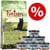 Purizon suha hrana za mačke, 400 g, s natpisom '70% selected meat & fish', uz šest konzervi Cosma Nature različitih okusa i crveni simbol postotka za akciju.