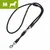 Black adjustable rope lead with two metal clips and a ring, size M indicated in green box with animal silhouette. Black adjustable rope lead with two metal clips and a ring, size M indicated in green box with animal silhouette.
