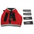 Red harness with four interchangeable name tags reading 'Gentleman' and 'Lady', showing customisable options for identification.