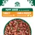 Puppy Junior food for up to 12 months, available in turkey with rice and vegetables or lamb and chicken with rice and vegetables. Image shows chunks with peas, carrots, and rice.