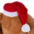 Plush toy in brown with red Christmas hat and white pompom.