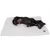 Dog lying on white, fluffy mat with visible logo in the corner.