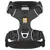 Ruffwear dog harness in grey with reflective stripes, ID pocket and sturdy buckles. Logo with yellow background and dog image visible.
