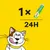 Feeding guide showing one Dreamies Creamy stick per 24 hours.