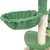 Groene krabpaal met gevoerde ligplek, met sisal omwikkelde palen en platforms van zachte stof.