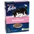 Purina Felix Junior Sensations kattenvoer, zichtbaar: kom met brokjes, tekst 'met kip en kalkoen, met melk en met groenten', verpakking 1 kg, ontworpen om recyclebaar te zijn.