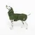 Chien dalmatien portant un manteau vert avec capuche et fermeture à scratch, badge rond visible sur le côté du manteau.