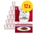 Purina Gourmet mon Petit, confezione da 12x50g, varianti con manzo, vitello e agnello. Immagine di scatole rosse con gatto bianco e piatto di bocconcini in salsa.