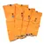 Quatre manteaux pour chien orange de tailles différentes, marque TIAKI visible sur chaque manteau, cordons de serrage et bandes réfléchissantes apparents.