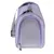 Sac de transport pour animaux en tissu violet avec sangle grise, grande ouverture zippée à maille filet blanche sur le devant.
