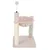 Cat tree with beige fabric, sisal scratching post, hammock and play ball on spring. Includes brush for coat care.