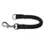 Sort elastisk hundesnor med metal karabinhage og ring. Snoren er rynket og lavet af stofmateriale, synlig uden mærke eller tekst.