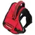 Rotes Geschirr mit schwarzem Rand und Griff, Marke moov4fun, sichtbare Schnallen und Tasche.