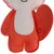 Plush toy in the shape of a red squirrel with a white belly and embroidered details.