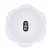 Tiaki. White lid with wavy edge and black logo in the centre.