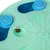 Interactive toy with green and blue design, compartments for treats and movable covers. Encourages activity through search game.