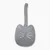 Grey cat litter scoop with cat-shaped design and slots for easy cleaning. Handle with 'Catit' print.