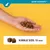 Hand holding brown cubes, kibble size: 13 mm. Brand name Quiet Moments visible.