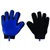 Zwei Handschuhe, einer mit blauen Noppen für Fellpflege, der andere schwarz mit atmungsaktivem Material und Klettverschluss.