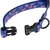 Collier bleu pour chien avec motifs Superman, boucle en plastique noir et anneau métallique noir visibles.