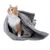 Grey cuddly blanket made of soft material, partially open, with a cat inside. Product illustrating comfort and warmth.