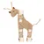 Toy in giraffe shape made of beige fabric with textured surface, white and brown accents, and sewn-on details.