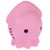 Jouet pour animal en forme de pieuvre rose, avec plusieurs trous visibles et surface en caoutchouc ou plastique. Aucun texte ni marque apparente.