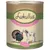 Lukullus Naturkost für Hunde, Putenherzen & Lamm, Junior, 800 g tin with images of a turkey and lamb. Text in German: mit Hirse, Apfel und Traubenkernöl.