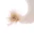 Close-up of a beige plush toy with a fluffy pompom at the end.