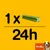 Indicação de dose: 1 stick verde por dia. Texto visível: 1x/24h e 10–25 kg com imagem de cão no canto inferior direito.