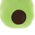 Green plush toy with brown circle in the centre, close-up view.