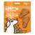 Lily's Kitchen Simply Glorious Chicken Jerky, 70g. Verpakking met twee stukjes kip-jerky en geïllustreerd hondendesign.