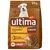 Paquet de croquettes Ultima Affinity, 2,5 kg, pour chien adulte de petite taille (<10 kg), texte en espagnol : 'Triple Beneficio', 'con BUEY', image d’un bol avec croquettes et ingrédients.