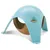Plastic dome-shaped pet hideout in light blue and beige, with three arched entrances and a round central opening. No visible brand or text.