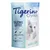 Tigerino Crystals Silicate Litter Classic Sensitive 5L, obrázek bílé kočky, anglické texty: light & economical, stops odours before they arise, inhibits bacterial growth, dust-free.