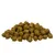 Pile of brown dry food pieces, compact shape and uniform size.