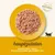 Hauptzutaten: Hähnchen, Reis, pflanzliches Geliermittel. Made with natural ingredients. Gelbes Teller mit Katzenfutter und Silhouette einer Katze.